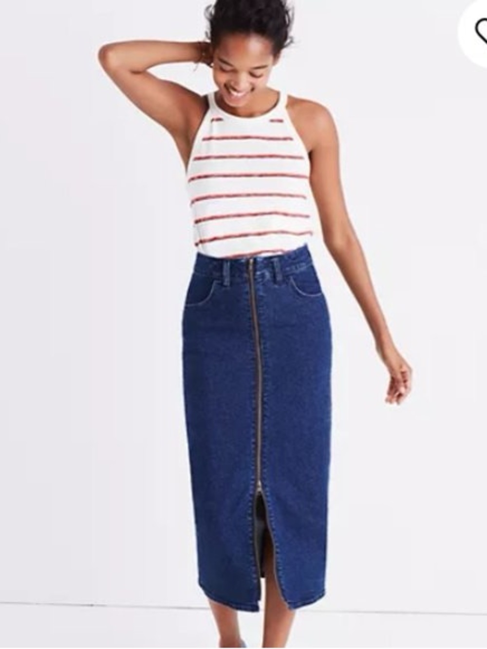 Madewell Full Zip Denim Midi Skirt